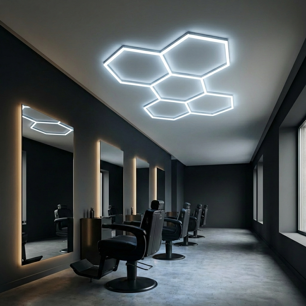 Lumini frizerie hexagon LED 192W salon modern