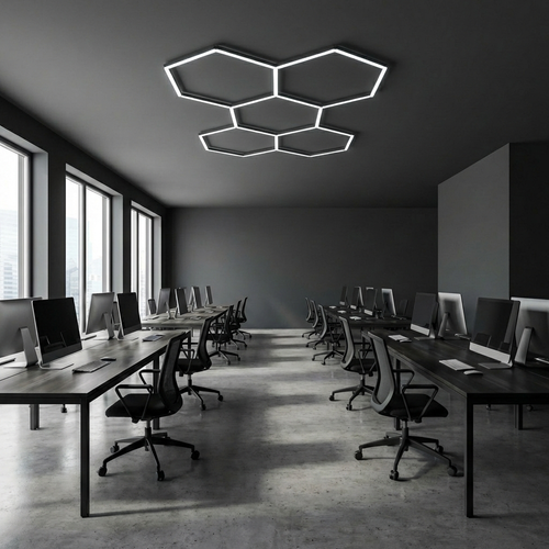 Iluminat office profesional cu hexagon LED 6500K