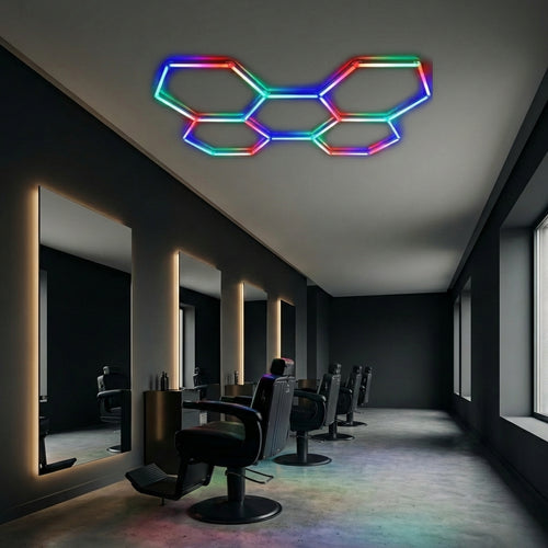 Lumini frizerie RGB hexagon LED controler digital