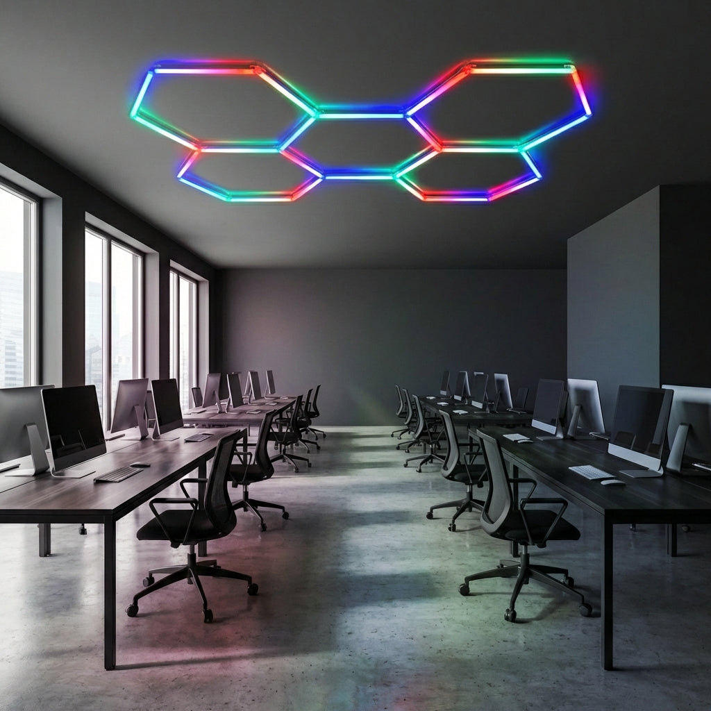 Iluminat office RGB modern cu hexagon LED