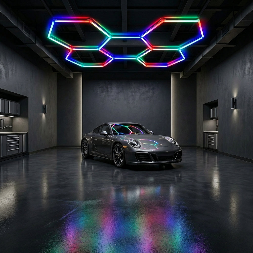 Hexagon LED 43W RGB iluminat showroom auto